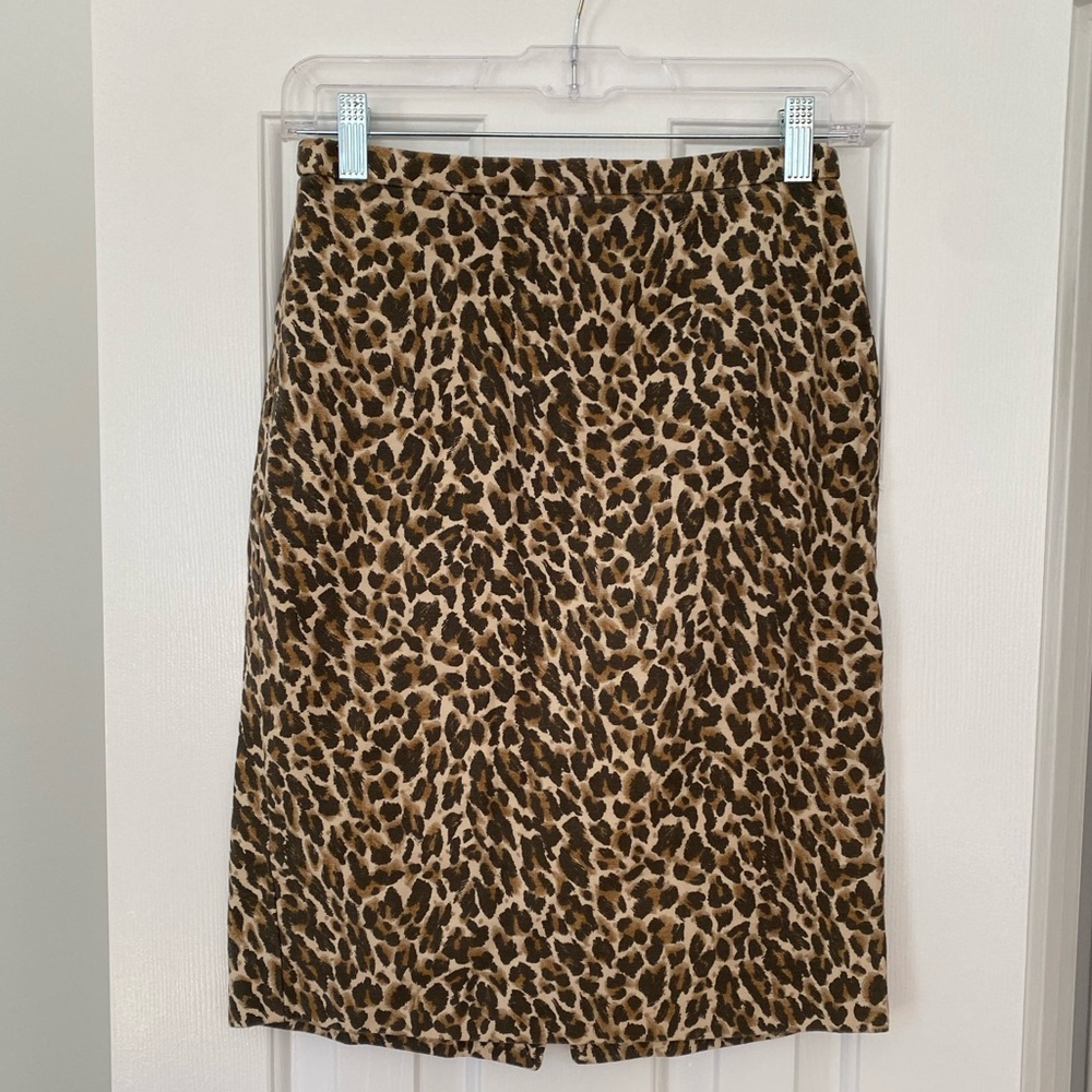 J. Crew Animal Print leopard Pencil Skirt 100% Cotton XS / 0